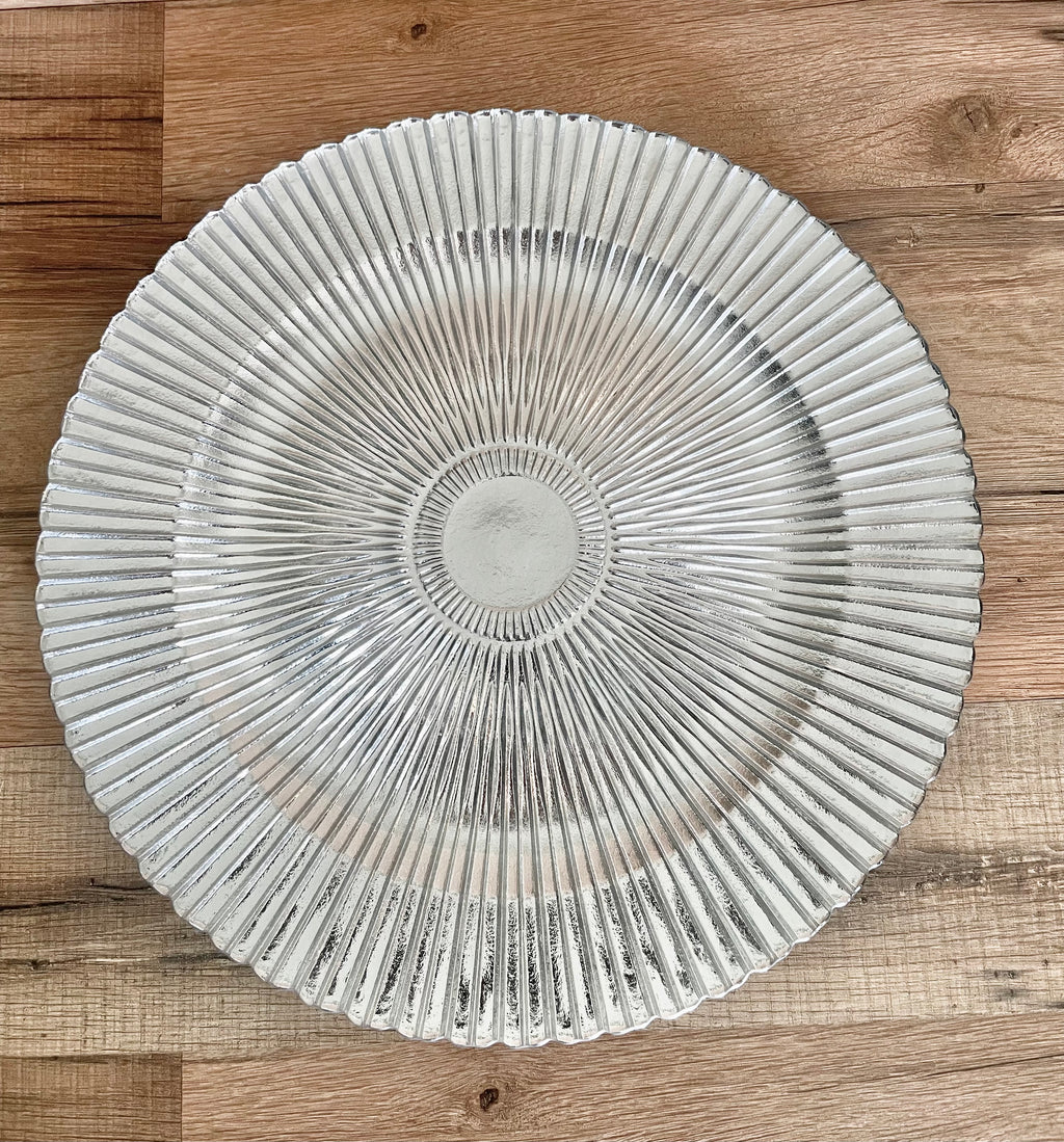 Round Silver Glass Charger Plate