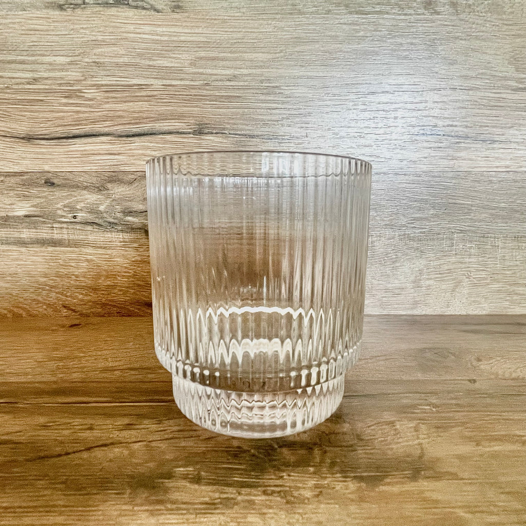 clear ribbed drinking glass rental