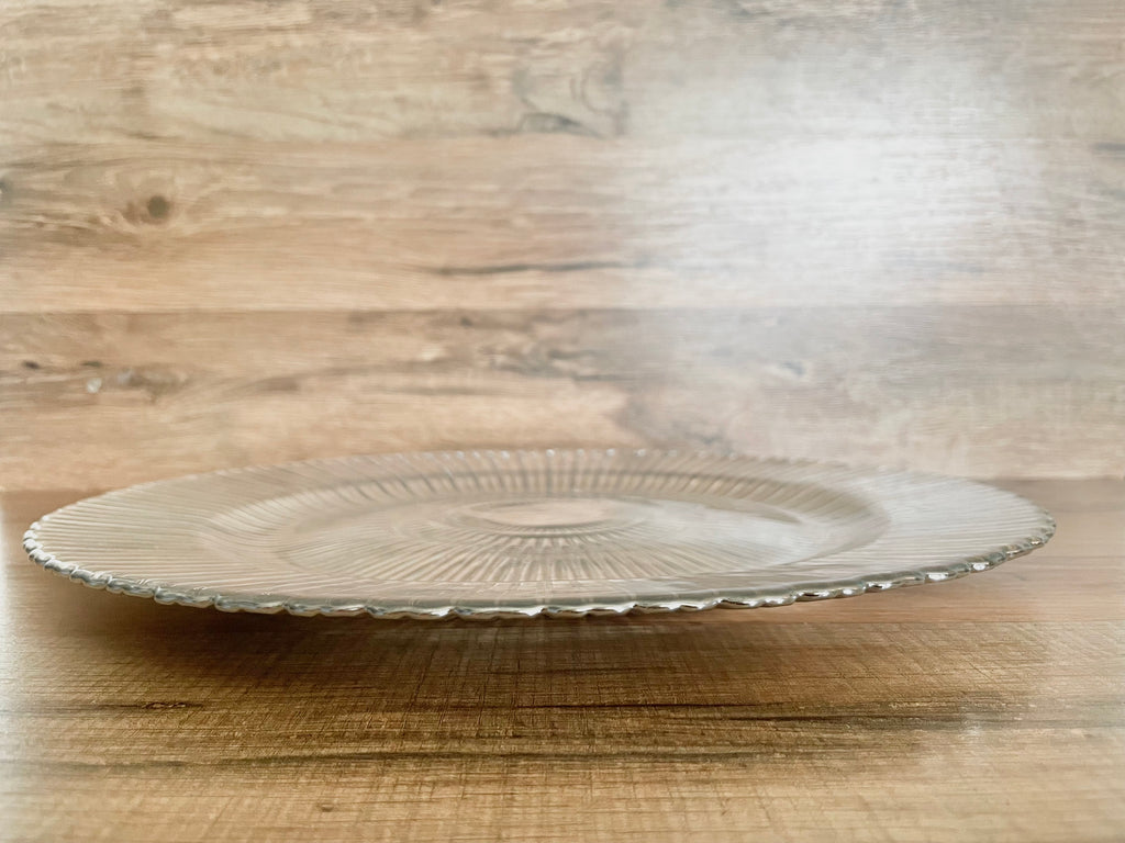 Round Silver Glass Charger Plate
